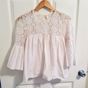 White eyelet top
